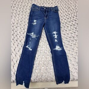 Hollister Dark Blue Ripped Skinny Jeans